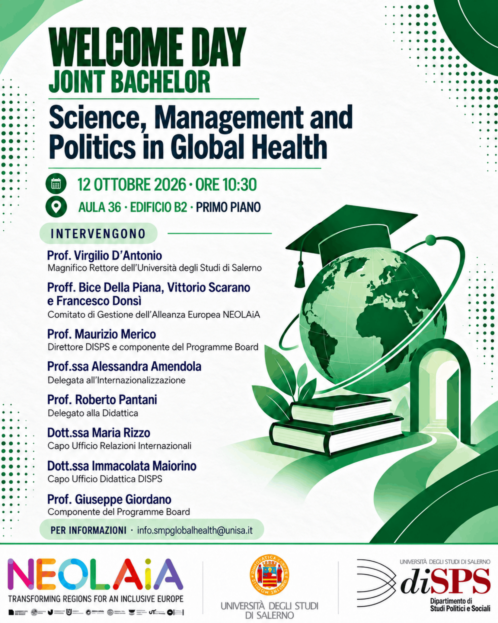 Al via il Joint Bachelor in Science, Management and Politics in Global Health
